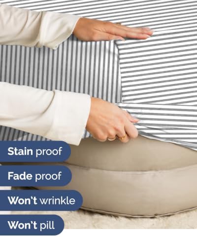 CGK Linens 2 Pack Extra Deep Cal King Fitted Sheets - Grey Stripes - Image 5