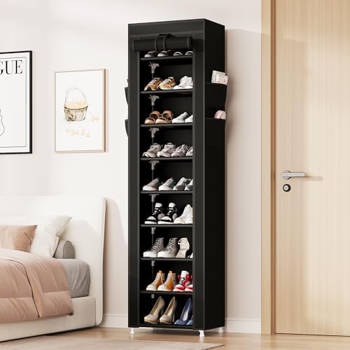 Calmootey 9-Tier Shoe Rack Organizer with Dust Cover for Bedroom, Entryway - Image 6