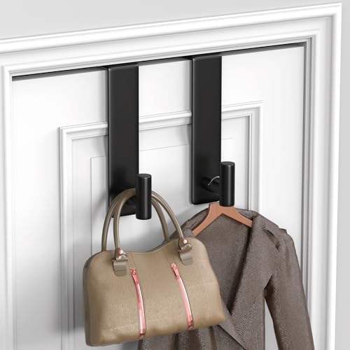 PMMASTO 7.5 Inch Over The Door Hooks, Black- 2 Pack, T Shape - Image 3