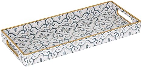 MAONAME White Decorative Tray with Handles, Plastic Moroccan Tray by MAONAME