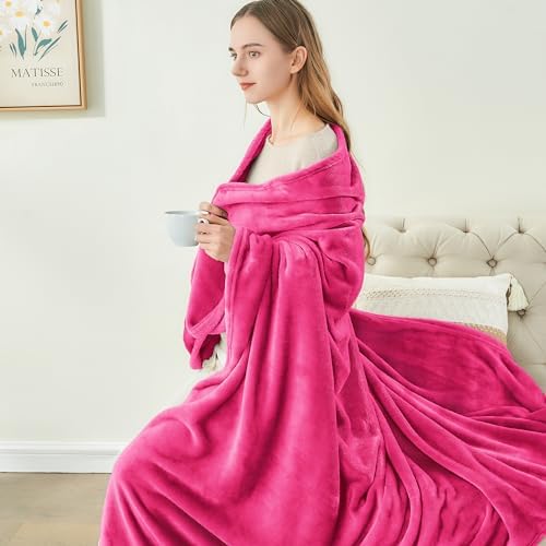 BEDELITE Fleece Blanket Soft Plush Twin Size Blanket Hot Pink 60"x80" - Image 6