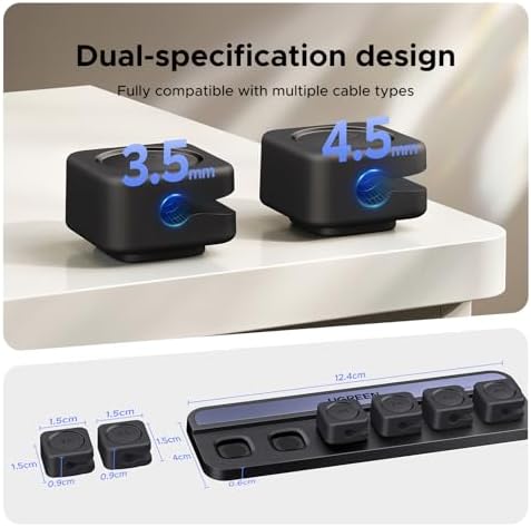 UGREEN Desk Cable Organizer, Magnetic Cord Holder 6 Pack, Silicone Cable Clip with Strong Magnet, 2 Sizes for Charging Cords, Easy Cable Management for Desk, Nightstand, Car, Home Office - Image 3