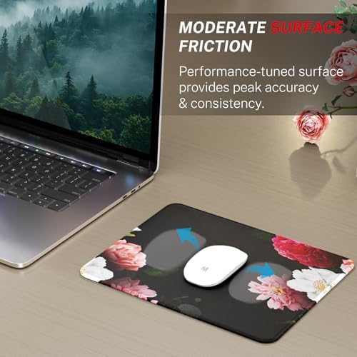MROCO Essential Office & Gaming Mouse Pad, 8.5 x 11 Inch, Black Flower - Image 2