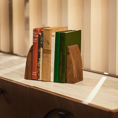 TILISMA Bookends for Heavy Books – Handmade Wood Book Ends for Shelves - Image 3