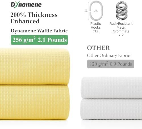 Dynamene Long Waffle Shower Curtain 256 GSM Heavy Fabric 72x78 Yellow - Image 5
