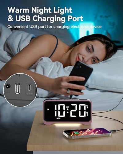 Kids Alarm Clock, Digital Alarm Clocks for Bedrooms,RGB Electric Desk Clock - Image 4