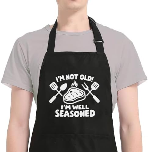 Funny Aprons for Men with Pockets, Mens Apron for Cooking Grilling BBQ, Dad Gifts for Husband Birthday Fathers Day by Unknown