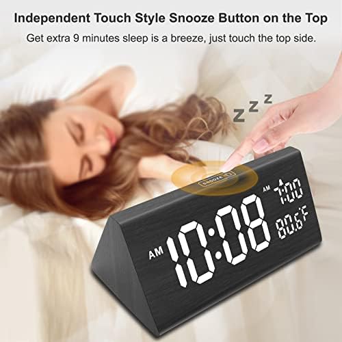 DreamSky Wooden Digital Alarm Clock for Bedroom with USB Port - Image 4