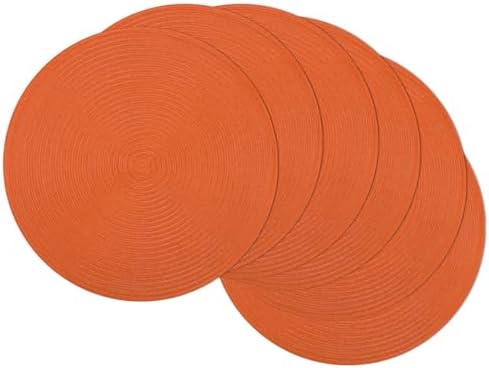 SHACOS Round Braided Fall Placemats Set of 6 Bright Orange Place Mats by SHACOS