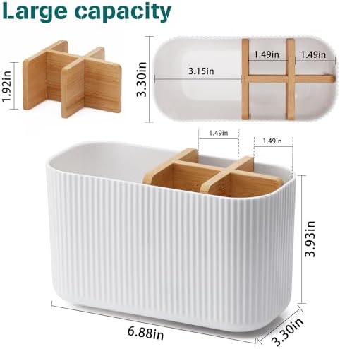 GFWARE White Toothbrush Holder, 5 Slots Bathroom Storage Organizer - Image 6