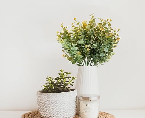 5Pcs Artificial Eucalyptus Stems，Artificial Greenery Fake Dust Frosted Eucalyptus Branches Leaves，Fake Plants for Decoration(Dusty Orange-13.8 in) - Image 7