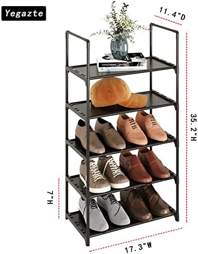 5-Tier Stackable Shoe Rack, Narrow Shoe Stand for 10-12 Pairs Shoe and Boots Organizer Storage Shelf Space Saving for Closet, Entryway and Hallway(Black) - Image 3