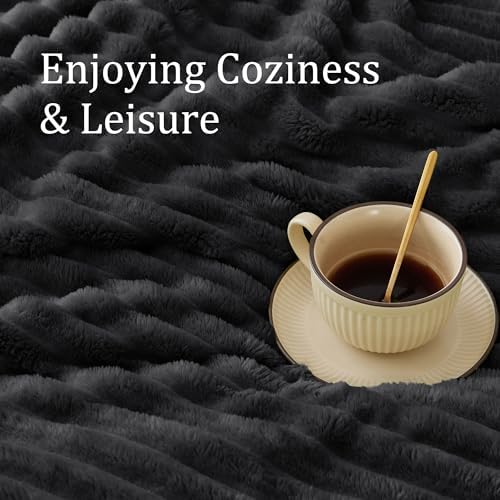 BEDELITE Ribbed Black Throw Blanket for Couch, 50"x60" - Image 5