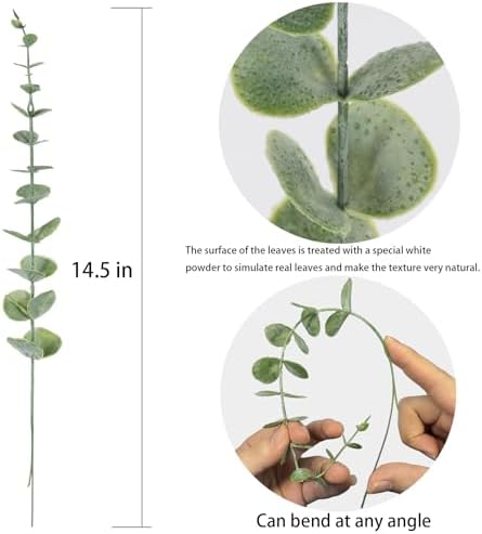 10pcs Eucalyptus Stems Artificial Eucalyptus Leaves Fake Greenery Branches Fake Flowers for Wedding Centerpiece Spring Easter Farmhouse Home Decoration - Image 2