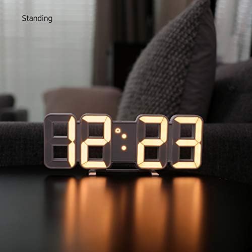 mooas 3D Pure mini Dual LED Clock, Multi-Function LED Clock (Calendar, Alarm, Temperature) (8.5" Dual Table Alarm Clock) - Image 3