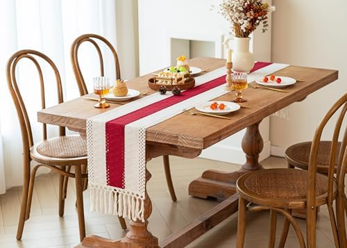 FEXIA Boho Table Runner for Home Decor 12x72 Red Fall Coffee Table Decor - Image 7