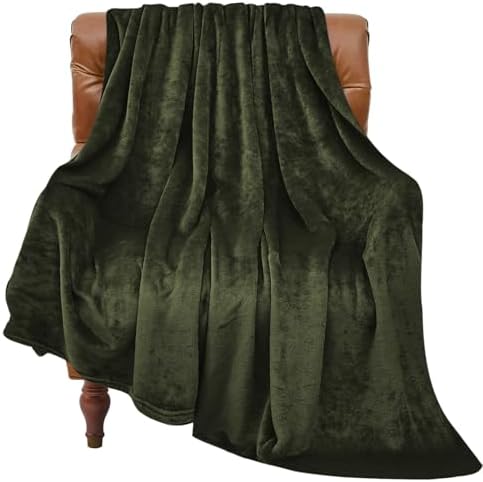 BEDELITE Fleece Blanket Soft Plush Throw for Couch Olive Green 50"x60" by BEDELITE