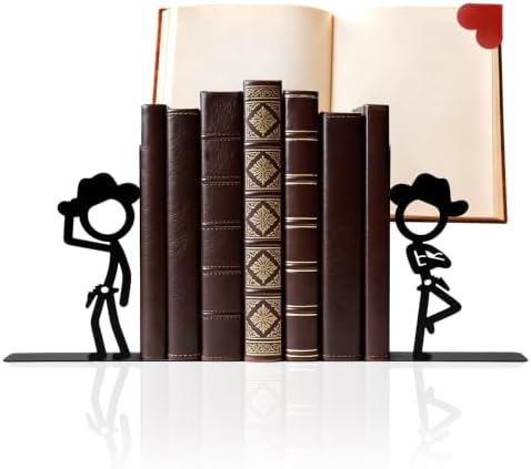 2 Pcs Metal Bookends and Heart Bookmark,Book Ends for Book Shelf,Cowboys by Unknown