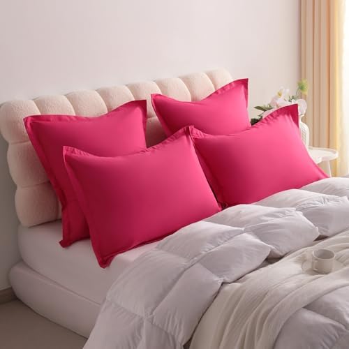 NTBAY Standard Pillow Shams, Set of 2, Microfiber, Magenta - Image 2