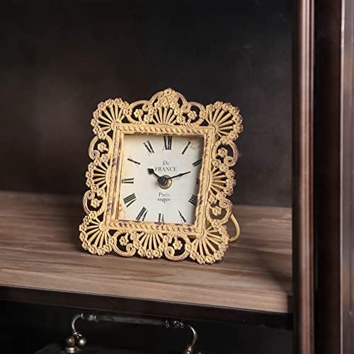 NIKKY HOME Vintage Table Clock, Non-Ticking, Battery-Operated, Yellow - Image 4