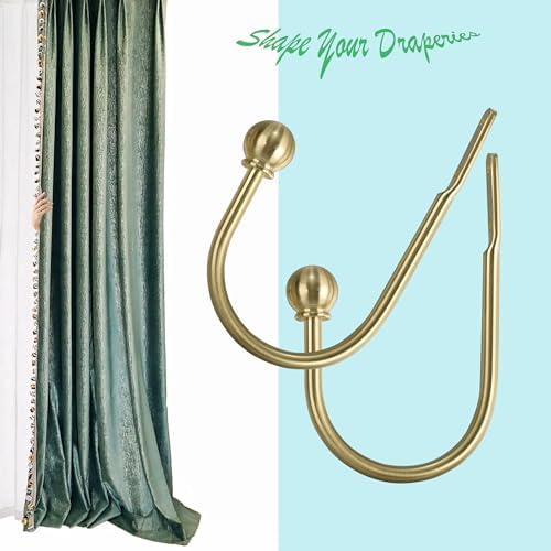 ARNORX Curtain Holdbacks, Hooks, 2 PCS，Solid Steel Hooks, Decorative French Ball End, Curtain Drapery Holdbacks, Wall Mounted, Curtain Tiebacks, Brass Brushed - Image 3