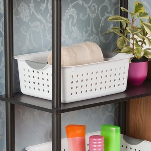 Sterilite Medium Ultra™ Basket, Open Plastic Storage Bin, White, 6 Pack - Image 6