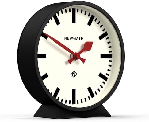 NEWGATE® Railway Desk Clock | Modern Round Station Clock Design | Black | Contemporary Style for Desk, Table, Shelf or Bedside by NEWGATE