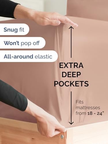 CGK Extra Deep Twin Single Fitted Sheet Only - Mauve - Image 2