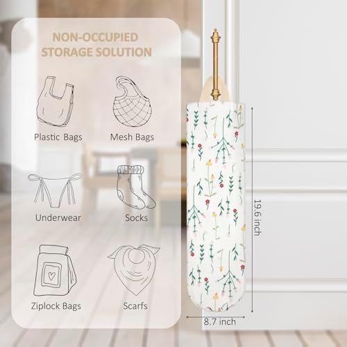 Plastic Bag Holder, Wall Mount Grocery Bag Organizer for Plastic Bags, Reusable Grocery Bags Organizer for Home Kitchen Pantry Decor (P) - Image 2