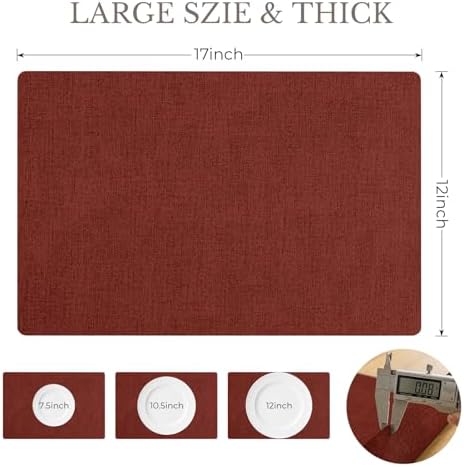 Romanstile Faux Leather Vinyl Placemats Set of 8, Red - Image 6