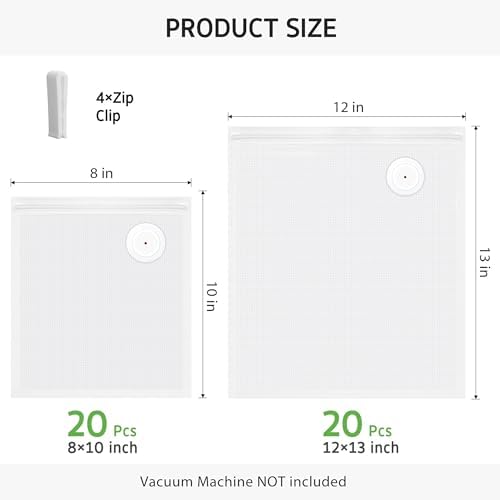Syntus 40 Pcs Reusable Vacuum Sealer Bags for Food, 8"x10"+12"x13" (S+L) - Image 2