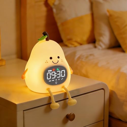 Pear Kids Alarm Clock with Night Light, OK to Wake Clock for Toddler by Aokpsrt