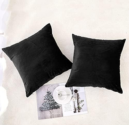 NiNi ALL Black Velvet Throw Pillow Covers 20x20 Pack of 2 Decorative Couch - Image 3