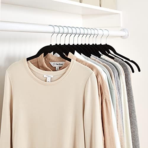Amazon Basics Space-Saving Slim Velvet Non-Slip Clothes Hangers for Closet Organization with Shoulder Notches, Black/Silver, 30-Pack - Image 5