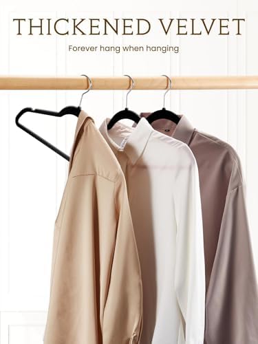 Black Velvet Hangers 40 Pack, Non Slip Felt Slim Hangers for Space Saving - Image 4