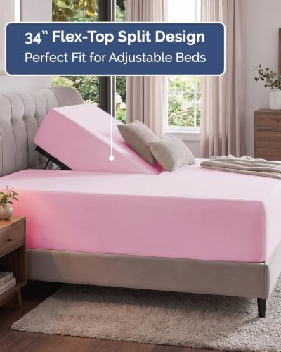 CGK Extra Deep Flex Top Split Head King Fitted Sheet Only - Light Pink - Image 3