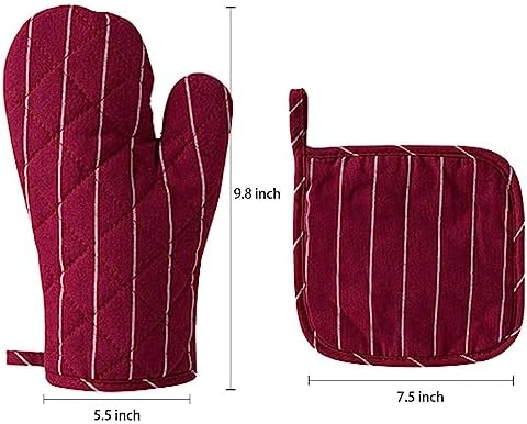4Pcs Oven Mitts and Pot Holders, Heat Resistant Oven Mitts Set with Pothholder,Heat Resistant Microwave Gloves Safe for Baking,Cooking, BBQ (Red) - Image 3