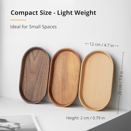 Vandroop Walnut Wooden Mini Serving Tray, Tea&Coffee Table Tray 7.9”×4.7” - Image 5