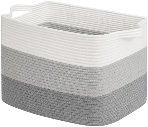 Goodpick 50L Large Woven Storage Basket, 18" x 14" x 12", Gradient Gray by Goodpick