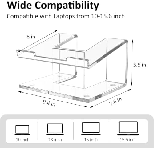 FUCDTEFC Acrylic Laptop Stand for Desk, Laptop Riser for 10-15.6 Inch Laptops, Ergonomic Computer Stand Holder Compatible with Macbooks and Notebooks- Clear - Image 4