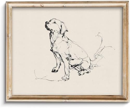 Vodefoad Vintage Dog Sketch Retro Wall Art Labrador Retriever Ink Drawing Print Boho Neutral Line Art Boy Room Nursery Decor - 11x14Inch Unframe by VodefoadVintageWallArt