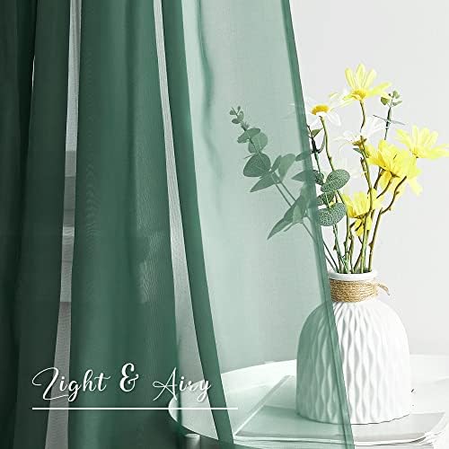 NICETOWN Sante Green Decorative Window Scarfs for Christmans, Voile Sheer Curtains Flexible Valances Bed Canopy for Thanksgiving Day, Set of 2, W60 x L216 - Image 5