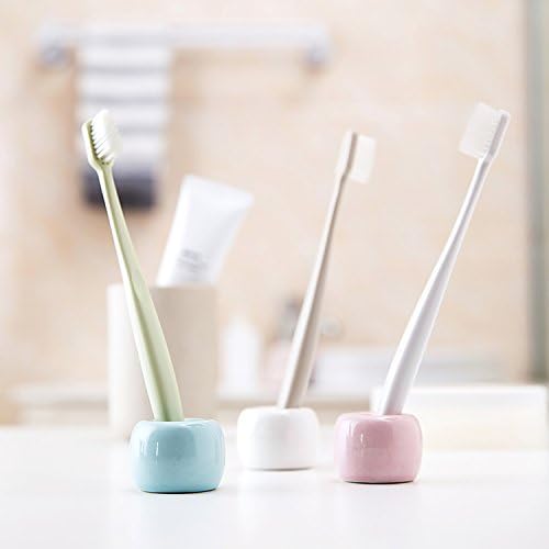 AirMoon Mini Ceramic Toothbrush Holder for Bathroom - Pink Small Countertop Organizer, Easy Clean Toothbrush Stand, Suit for Electric Toothbrush Head, Pens & Coffee Spoon, Pack of 2 - Image 5