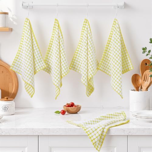 Homaxy 8 Pack Terry Kitchen Dish Cloths, 12"x12", Yellow - Image 6