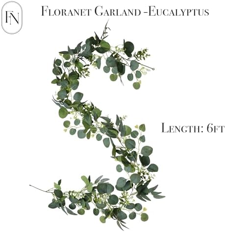 2 Pack 6 FEET Artificial Eucalyptus Garland Faux Silk Leaf Silver Dollar Eucalyptus Leaves Vines Handmade Garland Greenery Wedding Backdrop Indoor Outdoor Decoration - Image 6