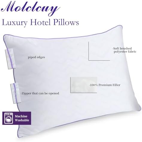 MOLCLCUY Bed Pillows King Size Set of 2,Hotel Collection Pillow for Side and Back Sleepers,Super Soft Down Alternative Microfiber Filled - Image 2