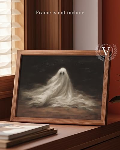 Vodefoad Vintage Cute Ghosts Decor Halloween Painting Spooky Silhouette Ghost Haunted House Art Victorian Ghost Posters Pictures for Living Room, Bedroom, Bathroom, halloween Room decor - 8x10 Inch Unframed - Image 2