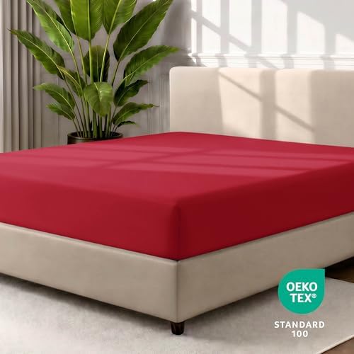 Bare Home Twin Fitted Sheet - 1800 Ultra-Soft (Twin, Red) - Image 4