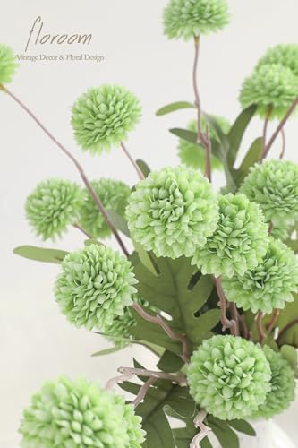 Floroom 5pcs Elf Green Faux Silk Mums Artificial Flowers, Bulk Fake Small Mini Chrysanthemums with Stems for DIY Sage Green Wedding Centerpieces Floral Arrangements Vase Fillers Home Decorations - Image 3