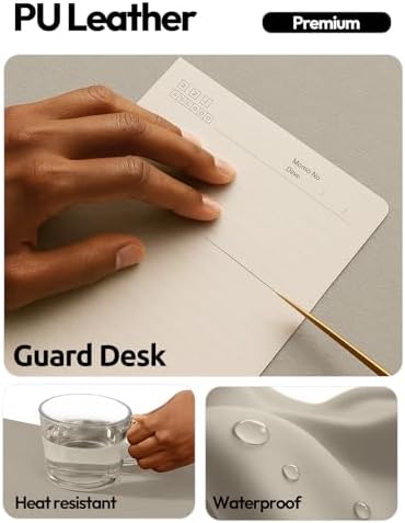 YSAGi Leather Desk Pad Protector, Office Desk Mat, Large Mouse Pad, Non-Slip PU Leather Desk Blotter, Laptop Desk Pad, Waterproof Desk Writing Pad for Office and Home (Olive Beige, 47.2" x 23.21") - Image 3